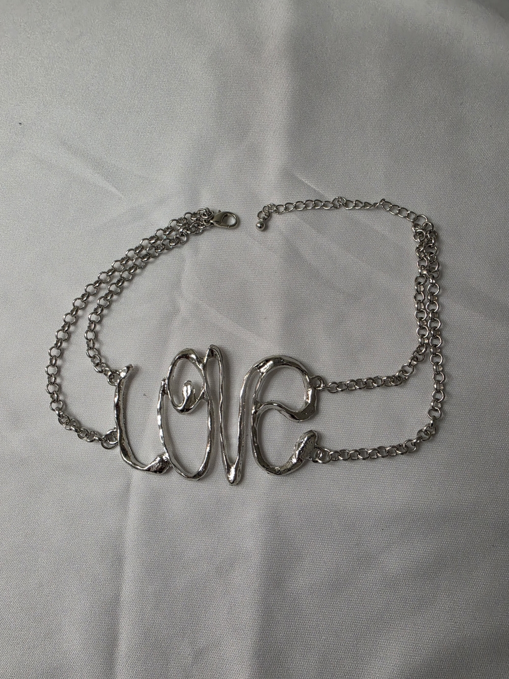 LOVE Script Silver Necklace - Women's Statement Jewelry